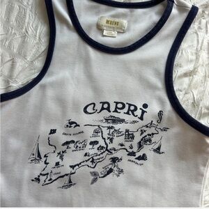 Anthropologie Maeve Capri Tank - White and Navy Size Small